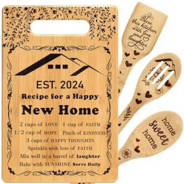 Housewarming Gifts New Home, New House Warming Gift Ideas Cutting Boards Gift Set for Homeowner Hous...