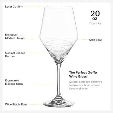 Red Wine Glasses Set Of 4 | Chic Long Stem 20 Ounce Wine Glass Set Made From Crystal Clear Glass | Great Wine Gift For Wedding, Anniversary, Christmas, Birthday | Made In Europe