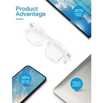 CNLO Blue Light Blocking Glasses,Professional Anti-blue Glasses，for UV Protection, Anti Eyestrain,High quality lightweight frame glasses Men/Women (Crystal)
