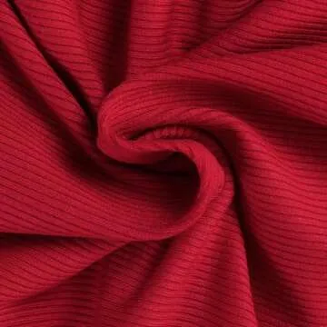 Roselux Womens Long Sleeve Stretch Crewneck Ribbed T-Shirt Fitted Casual Basic Tops(3922,Red-M)