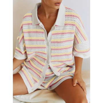 Tankaneo Women's Summer Two-Piece Color Block Outfit