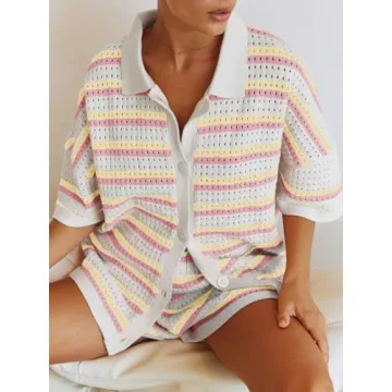 Tankaneo Women's Summer Two-Piece Color Block Outfit