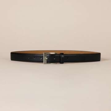 Amazon Essentials Men's Leather Belt, Classic Style, Size 38, Black