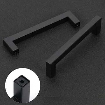 Redunest Cabinet Pulls Matte Black Cabinet Handles Square Drawer Pulls, 5 Pack 15 Inch Stainless Steel Kitchen Door Cupboard Cabinet Handles, Drawer Hardware Handles, 384mm Hole Centers