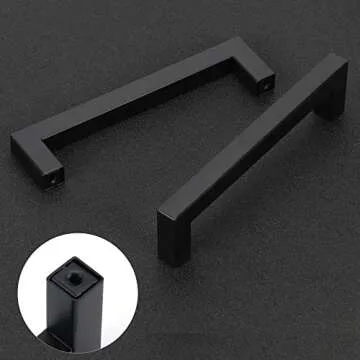 Redunest Cabinet Pulls Matte Black Cabinet Handles Square Drawer Pulls, 5 Pack 15 Inch Stainless Steel Kitchen Door Cupboard Cabinet Handles, Drawer Hardware Handles, 384mm Hole Centers
