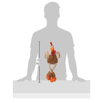 goDog Checkers Skinny Rooster Squeaky Plush Dog Toy, Chew Guard Technology - Brown, Large