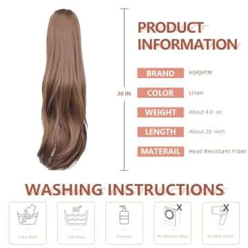 HSPJHTM Ponytail Extensions,Brown Claw Clip Hair Extensions for Women Straight Hair Piece 20" Synthetic Wavy Pony Tail Halloween Fluffy Daily Use