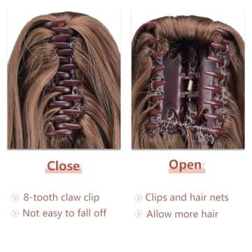 HSPJHTM Ponytail Extensions,Brown Claw Clip Hair Extensions for Women Straight Hair Piece 20" Synthetic Wavy Pony Tail Halloween Fluffy Daily Use