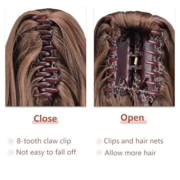 HSPJHTM Ponytail Extensions,Brown Claw Clip Hair Extensions for Women Straight Hair Piece 20" Synthetic Wavy Pony Tail Halloween Fluffy Daily Use