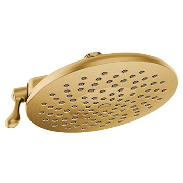 Moen Velocity Brushed Gold Two-Function Rainshower 8-Inch Shower Head with Immersion Technology for ...