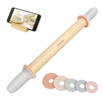 Geesta Adjustable Wood Rolling Pin for Precise Baking