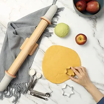 Geesta Adjustable Wood Rolling Pin for Precise Baking