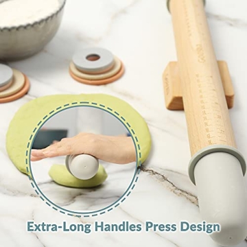Geesta Adjustable Wood Rolling Pin for Precise Baking