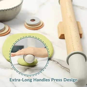Geesta Adjustable Wood Rolling Pin for Precise Baking