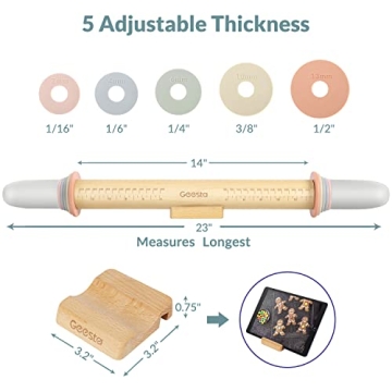 Geesta Adjustable Wood Rolling Pin for Precise Baking
