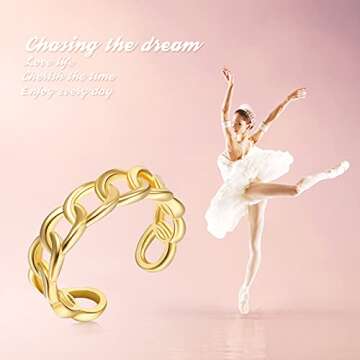 YKYLHSYXR Chain Link Rings,Trendy Cuban Link Ring, Minimalist Figaro Link Ring, Personality Anchor L...