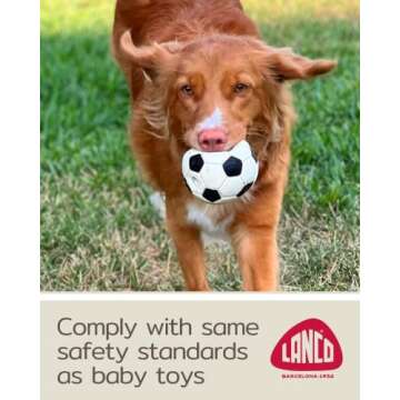 Medium Soccer Ball - Soft, Squeaky Dog Toy - Natural Rubber (Latex) - 3.25" Diameter- for Medium Breed Dogs & Senior Dogs - Durable - Free from Harmful Chemicals