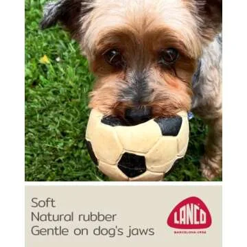 Medium Soccer Ball - Soft, Squeaky Dog Toy - Natural Rubber (Latex) - 3.25" Diameter- for Medium Breed Dogs & Senior Dogs - Durable - Free from Harmful Chemicals