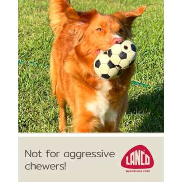 Medium Soccer Ball - Soft, Squeaky Dog Toy - Natural Rubber (Latex) - 3.25" Diameter- for Medium Breed Dogs & Senior Dogs - Durable - Free from Harmful Chemicals