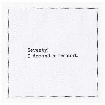 Five Star Napkins 70th Birthday Quotes White Cotton Cocktail Napkins, Beverage Napkins, Bar Napkins, Cloth Napkins, Party Napkins, Events, Holidays, Weddings, Birthdays, Disposable, 4.5" x 4.5"- (50x)