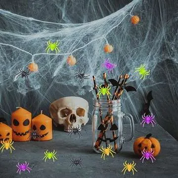 Colorful Realistic Halloween Plastic Spiders for Pranks