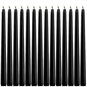 PEILIN Dripless Taper Candles 10 Inch Tall Wedding Dinner Candle Set of 14 (Black)