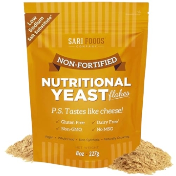 Sari Foods Non-Fortified Nutritional Yeast Flakes - 24oz or 8oz - Superfood, Rich in Protein. Gluten...