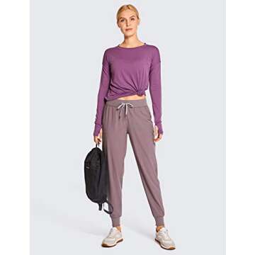 CRZ YOGA Women's Lightweight Workout Joggers 27.5" - Travel Casual Outdoor Running Athletic Track Hiking Pants with Pockets