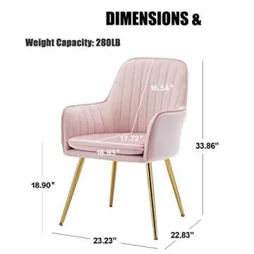 Altrobene Velvet Accent Chair, Home Office Desk Chair No Wheels, Modern Dinging Chair, Living Room B...