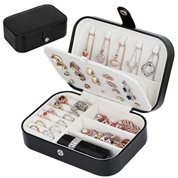 jiemei Jewelry Box, Travel Jewelry Organizer Cases with Doubel Layer for Women’s Necklace Earrings...