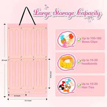 Vimiv Hair Bows Holder & Organizer - 16 Ribbons, Easy Setup