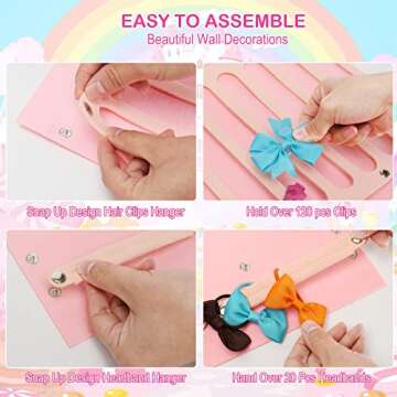 Vimiv Hair Bows Holder & Organizer - 16 Ribbons, Easy Setup