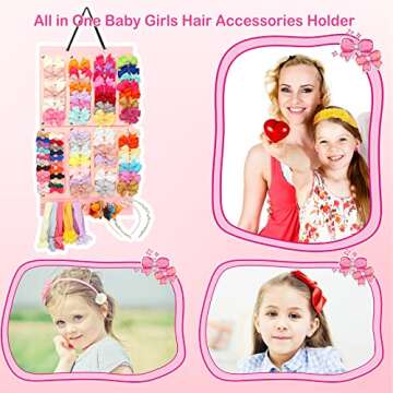 Vimiv Hair Bows Holder & Organizer - 16 Ribbons, Easy Setup