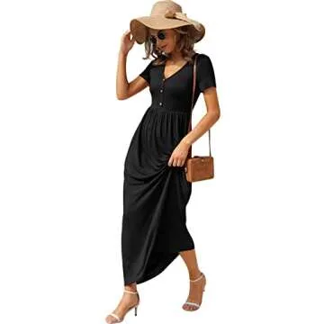 GRECERELLE Women's Maxi Dress V Neck Black 2024