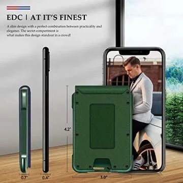 MURADIN Mens Wallet Tactical Bifold Wallets for Men Metal RFID Blocking Aluminum Money Cards Holder Gifts for Men (Saffiano Green)