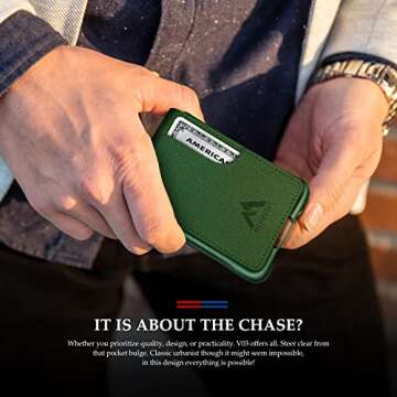 MURADIN Mens Wallet Tactical Bifold Wallets for Men Metal RFID Blocking Aluminum Money Cards Holder Gifts for Men (Saffiano Green)