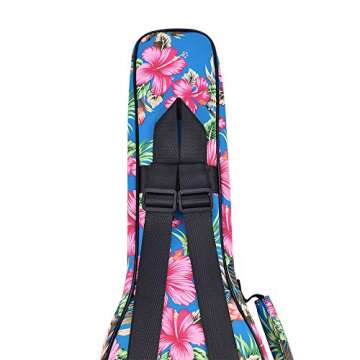 CLOUDMUSIC Ukulele Case Gig Bag Padded Backpack For Concert 23" Inch(Concert, Hawaii Hibiscus and Pa...