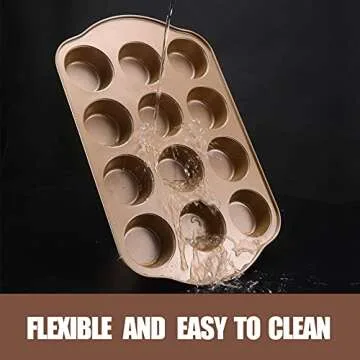 JOHO BAKING Nonstick Muffin Pan, Mini Cupcake Pan Set, Muffin Tins for Baking, 2 Pack, 12-Cup and 24-Cup, Gold