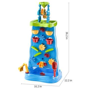 Kids Waterfall Water Table Wall for Toddlers, Double-sided Water Play Toys for 3 4 5 6 7 8 Years Old...