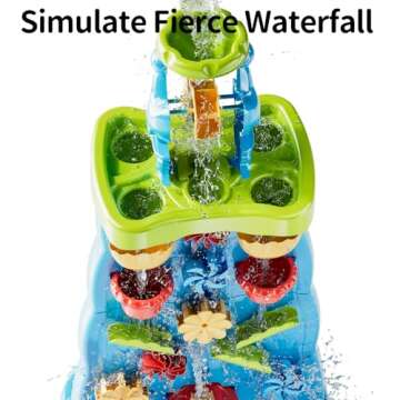 Kids Waterfall Water Table Wall for Toddlers, Double-sided Water Play Toys for 3 4 5 6 7 8 Years Old Boys Girls, 32-Pieces Accessory Activity Sensory Table Outdoor Water Fun Toys for Age 3-8