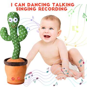 Talking Cactus Toy Dancing the Cactus Baby Toy,Easter Funny Gifts Baby Valentines Day Gifts for Kids Top Toys 2024 White Elephant Gifts for Adults,Volume Adjustable Novelty Infant Toddler Baby Doll