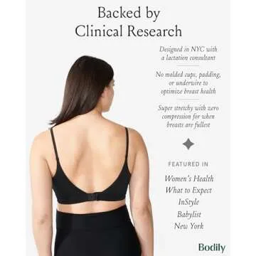 Bodily Everything Bra for Pregnancy, Nursing & Breastfeeding, Soft, Stretchy, Wireless Maternity & Sleep Bra with Clip Down Nursing Access Black