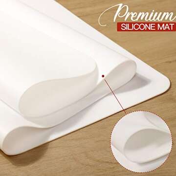 LEOBRO 23.4”x 15.6” Large Silicone Mat for Crafts Resin Molds, Thick Silicone Sheet for Resin Silicone Molds, Nonstick Heat-Resistant Silicone Craft Mat for Epoxy Resin Clay Paint, White