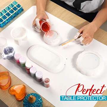 LEOBRO 23.4”x 15.6” Large Silicone Mat for Crafts Resin Molds, Thick Silicone Sheet for Resin Silicone Molds, Nonstick Heat-Resistant Silicone Craft Mat for Epoxy Resin Clay Paint, White