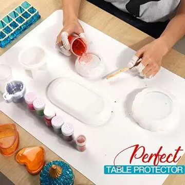 LEOBRO 23.4”x 15.6” Large Silicone Mat for Crafts Resin Molds, Thick Silicone Sheet for Resin Silicone Molds, Nonstick Heat-Resistant Silicone Craft Mat for Epoxy Resin Clay Paint, White