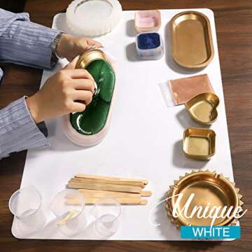 LEOBRO 23.4”x 15.6” Large Silicone Mat for Crafts Resin Molds, Thick Silicone Sheet for Resin Silicone Molds, Nonstick Heat-Resistant Silicone Craft Mat for Epoxy Resin Clay Paint, White