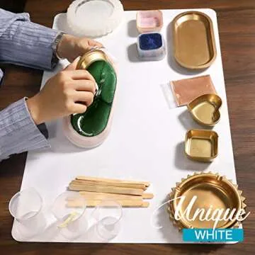 LEOBRO 23.4”x 15.6” Large Silicone Mat for Crafts Resin Molds, Thick Silicone Sheet for Resin Silicone Molds, Nonstick Heat-Resistant Silicone Craft Mat for Epoxy Resin Clay Paint, White