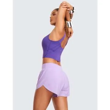 CRZ YOGA High Waisted Dolphin Athletic Running Shorts for Women 3" High Split Comfy Mesh Liner for Gym Workout Track Lilac Small