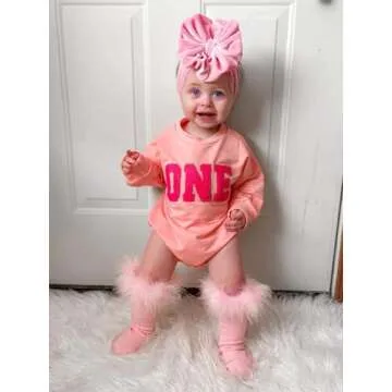 Lamuusaa Baby Girl Boy Birthday Outfit One Embroidery Romper Long Sleeve Crewneck Sweatshirt Birthda...