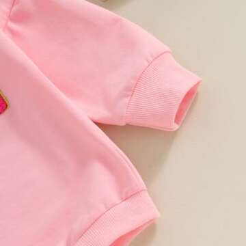 Lamuusaa Baby Girl Boy Birthday Outfit One Embroidery Romper Long Sleeve Crewneck Sweatshirt Birthday Gift